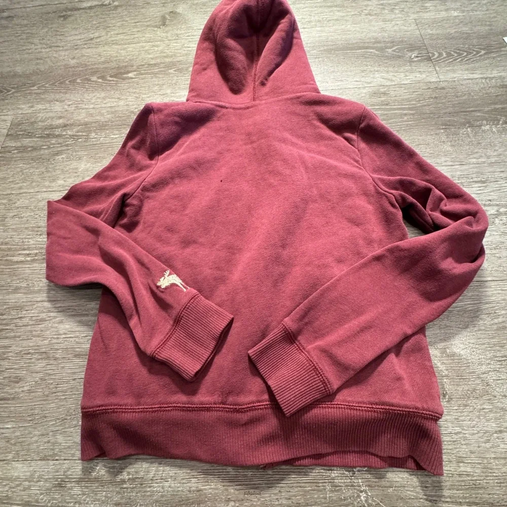 Abercrombie Hoodie Girls 11/12 Maroon Cotton Sherpa Lined Full Zip Logo Y2k VTG